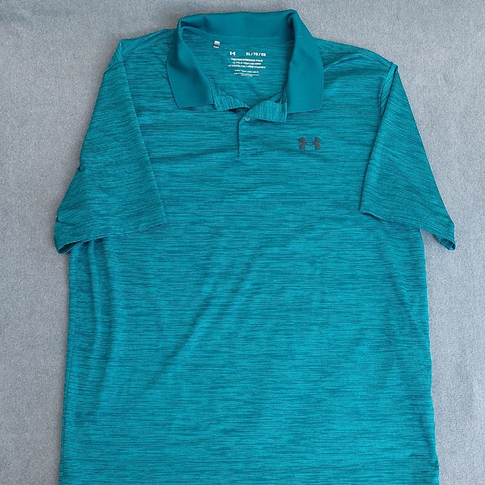 Under Armour Men's The Performance Polo XL Loose Fit Teal Heather Golf Shirt
